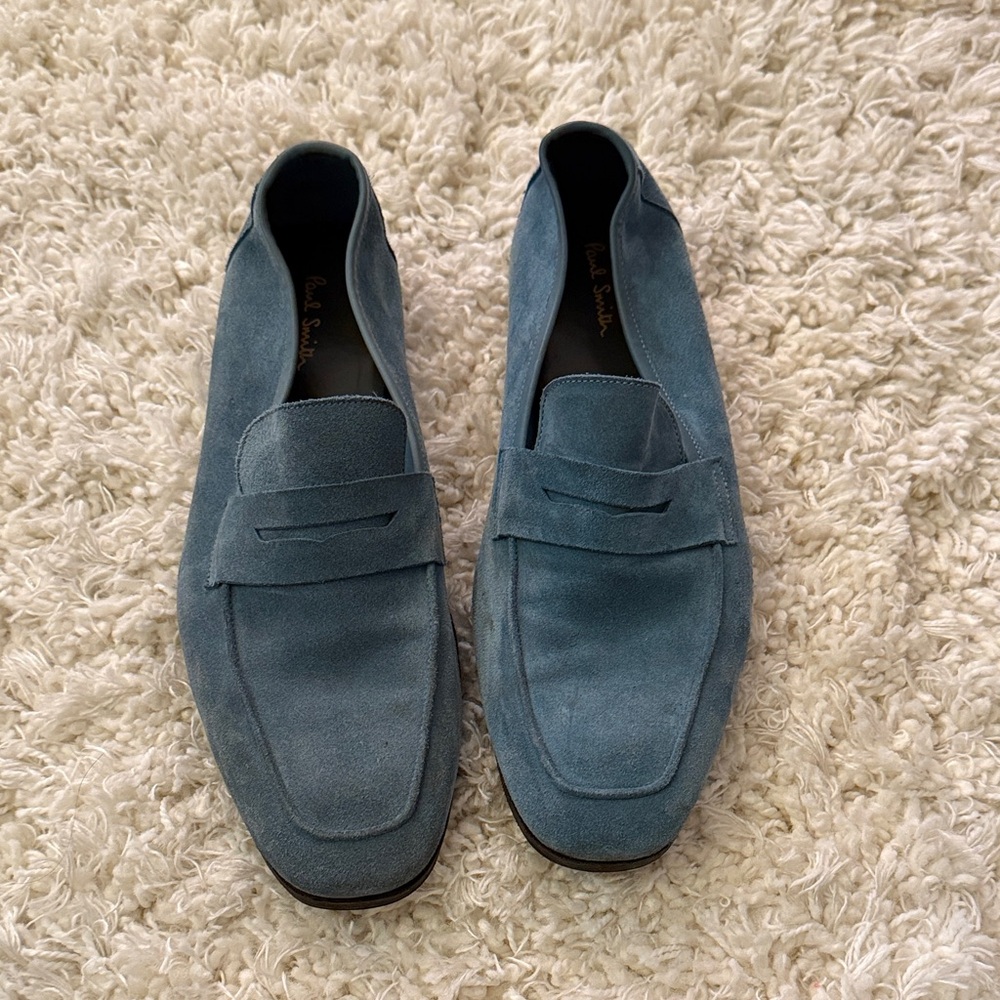 Paul Smith Blue Suede Penny Loafers